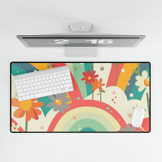 Vibrant Floral Desk Mat, Colorful Workspace Decor, Office Organizer, Gift for Home Office, Desk Accessories, Boho Style