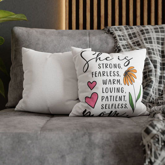 Inspirational Mom Pillowcase - Strong, Fearless, Loving Decor for Mother's Day