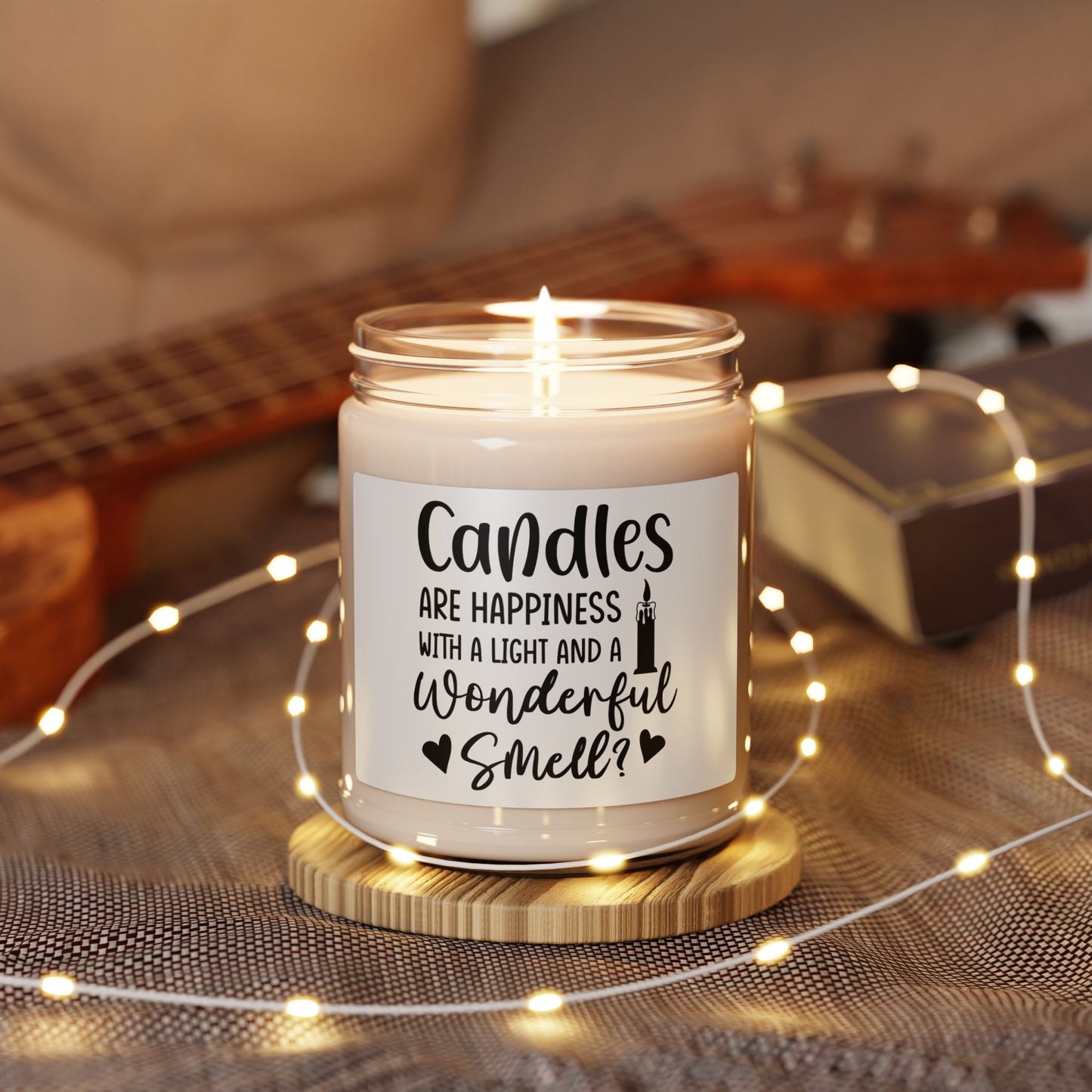 Scented Soy Candle - "Candles Are Happiness" - 9oz Aromatherapy Jar