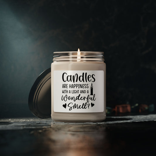 Scented Soy Candle - "Candles Are Happiness" - 9oz Aromatherapy Jar