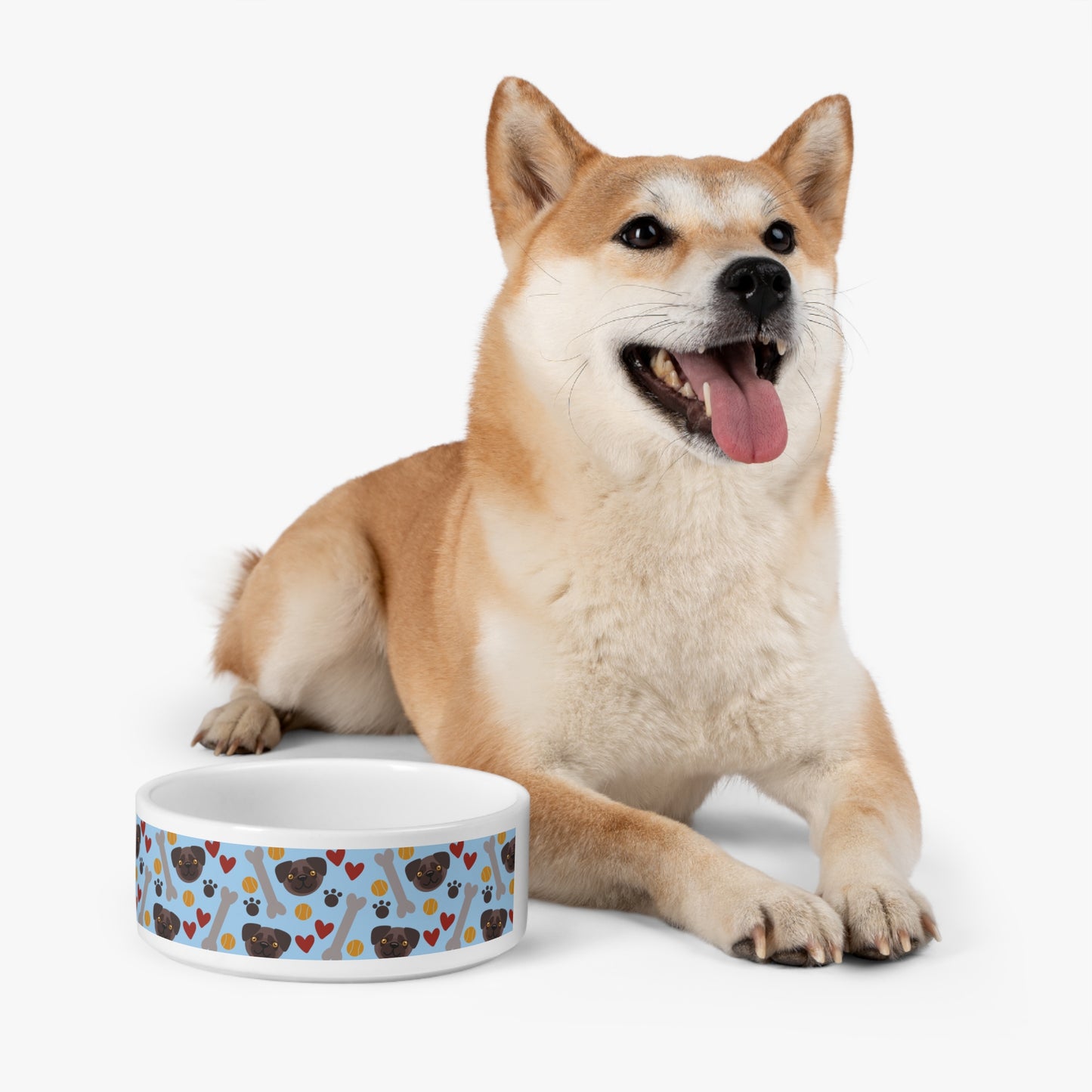 Cute Pug Love Pet Bowl - Durable & Fun Dog Dish