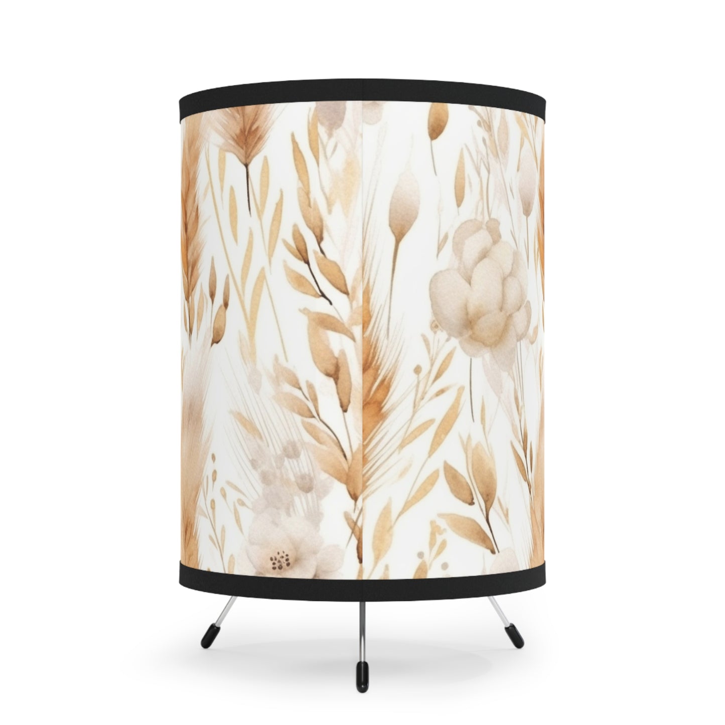 Boho Tripod Lamp with Floral Design Shade