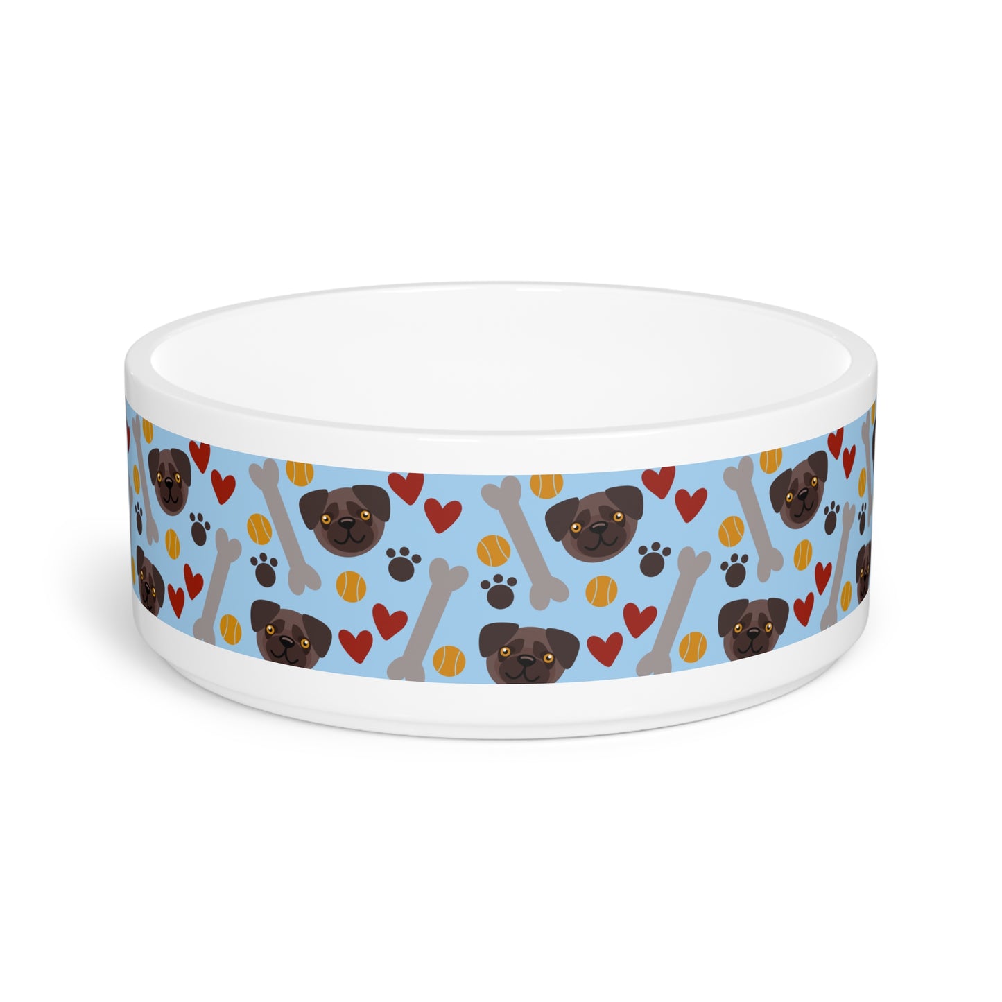 Cute Pug Love Pet Bowl - Durable & Fun Dog Dish