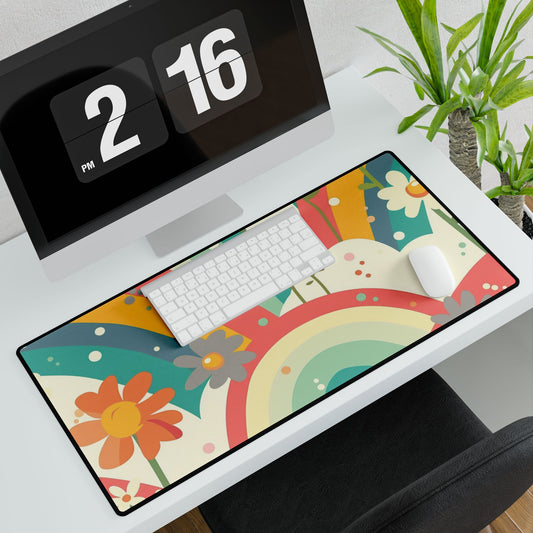 Vibrant Floral Desk Mat, Colorful Workspace Decor, Office Organizer, Gift for Home Office, Desk Accessories, Boho Style