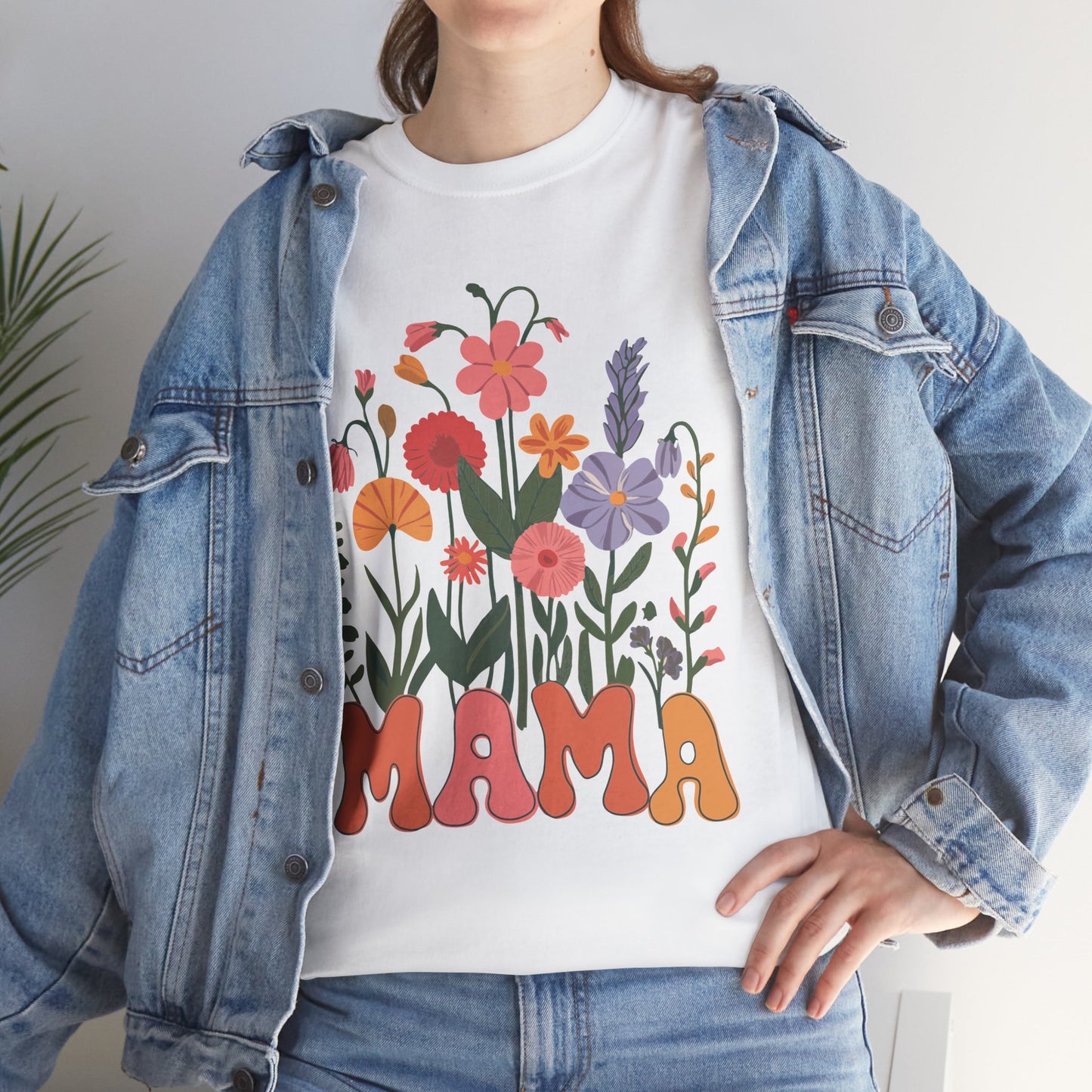 Floral Mama T-Shirt - Heavy Cotton Tee for Moms