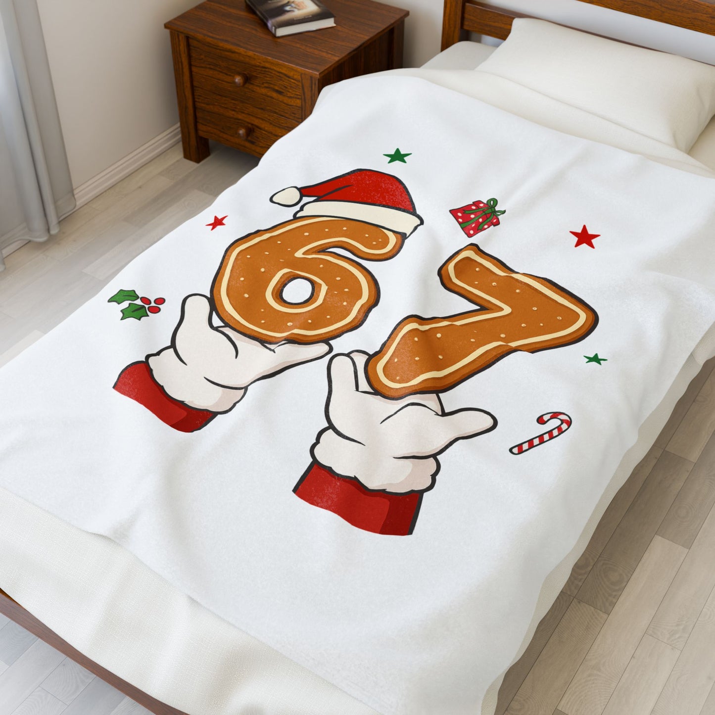 Christmas Gingerbread '6 7' Plush Blanket – Holiday Birthday Throw