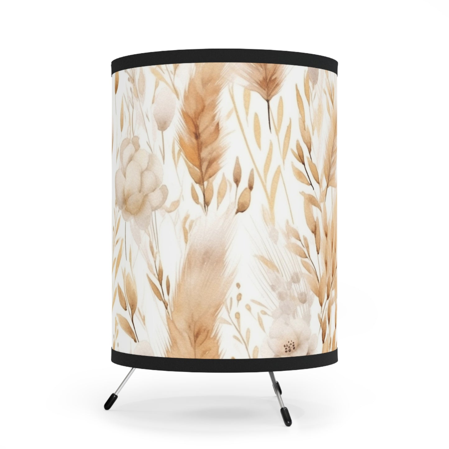 Boho Tripod Lamp with Floral Design Shade