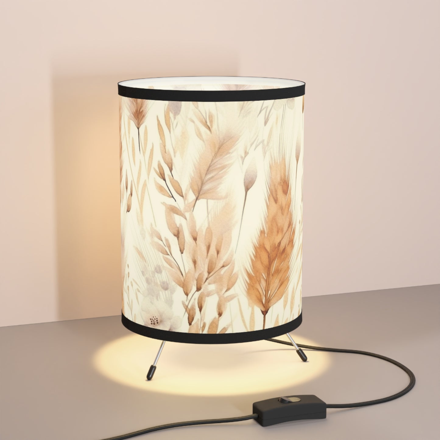 Boho Tripod Lamp with Floral Design Shade