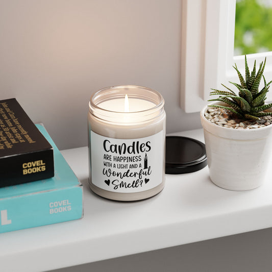 Scented Soy Candle - "Candles Are Happiness" - 9oz Aromatherapy Jar